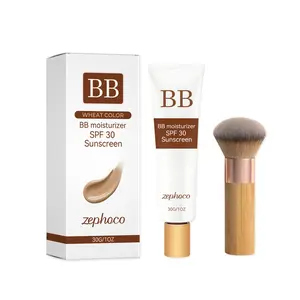 Moisturizing Protective Bb Cream, Hydrating Concealer Lightweight Foundation, Natural Fit Soft Matte Makeup, Long-Lasting Clear Base Bb Powder Liquid
