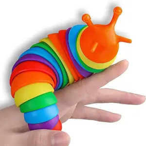 3D Rainbow Fidget Slug Toy Cute Sensory Stress Relief Caterpillar, Creative Twist Decompression gift for Children