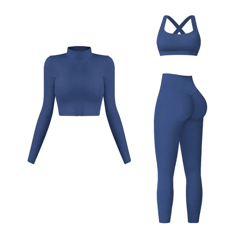 MFVIM Women's 3 Piece Workout Sets for Yoga & Gym Solid Criss