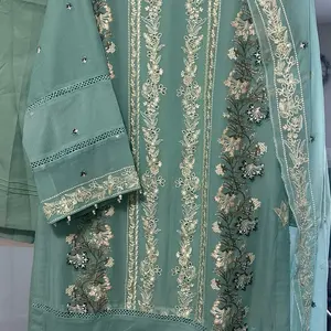 Light fancy chiffon heavy embroidery 3pcs medium size