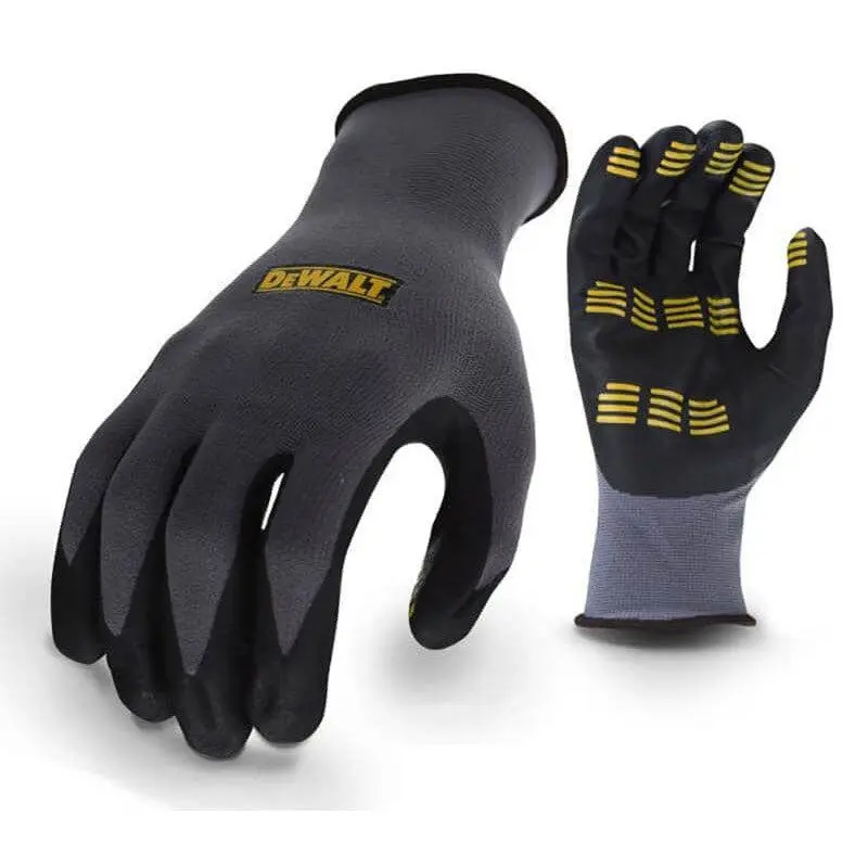 DeWalt DPG76 Anti-Slip Support Safety Work Gloves, 13-Gauge, Abrasion-Resistant, Dipped Palm, Raised Grip, Tactile Sensitivity, Foam Nitrile Coating, Comfortable Fit for Automotive, Construction