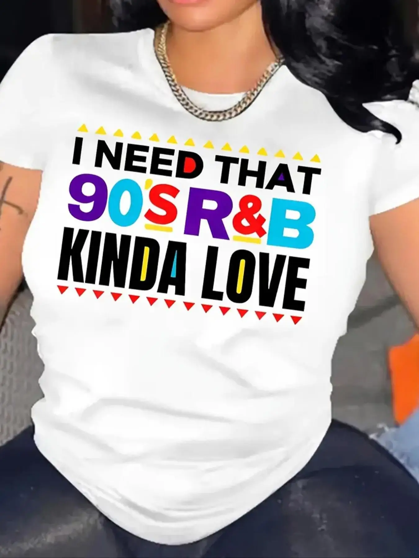 Women's Letter & Figure Print Round Neck Tee, Vintage Short Sleeve Crew Neck T-Shirt, Ladies Clothes for Summer, Graphic Tees Women, Clothing, Summer