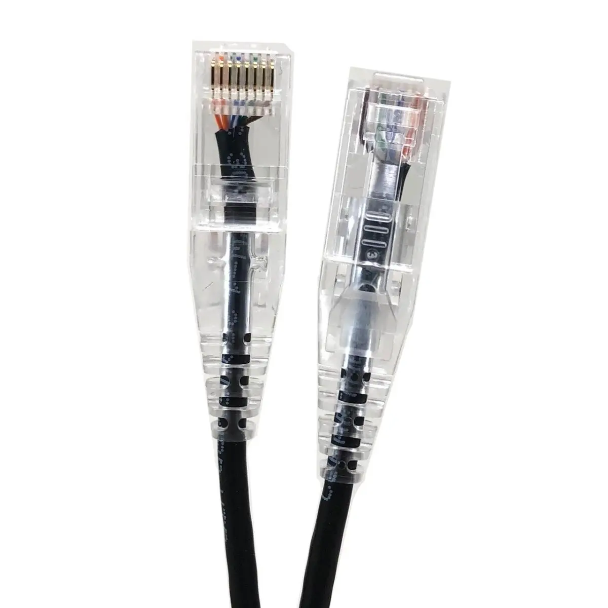 Micro Connectors Cat6 UTP RJ45 Patch Cables - 25 ft, 28AWG, Black, 50% Smaller Outer Jacket, Slimmer Profile, Snagless Molded Design, Tangle-Free Latch, Pack of 5, Ideal for Data Centers with Improved Airflow & Lower Operating Costs