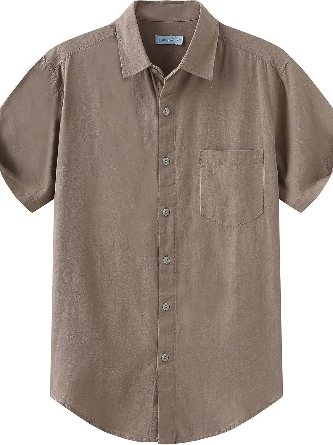 COEVALS CLUB Men's Linen-Cotton Shortleeve Button-Down Shirt - Casual, Lightweight, Breathable Top for Summer Vacation, Beach Resort Wear, Shortsleeve Beige,back to school,back to school shopping