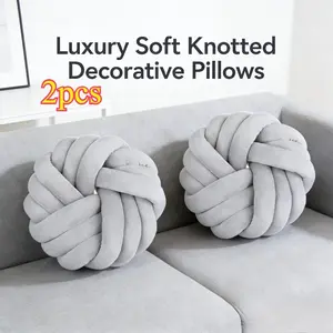 2pcs 2026 New Light Knot Pillow, Soft Velvety Material, Simple Braided Design, Suitable for Nordic/ Home Decor, Sofa Car Use