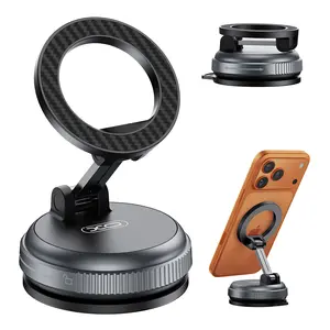 Universal Magnetic Car Phone Holder with Strong Vacuum Suction Cup, For Dashboard Windshield Mount for All Smartphones & Vehicles, Hands-Foldable for Car, Gym & Bathroom Mirrors – Must-Have Car Accessories