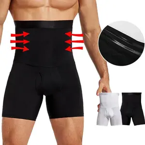 Men Tummy Control Shorts Body Shaper Compression High Waist Trainer Tummy Control Shapewear Boxer Underwear Menswear Innerwear Socks Beige Fitness