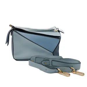 Pre-owned Loewe Calfskin Top Handle Bag Puzzle Small Blue JM APT03
