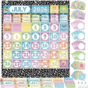 Back to School Classroom Calendar Pocket Chart Set with Activity Cards, Cute Cartoon Calendar Bulletin Board, Teacher Daily Schedule Organizer for Homeschool Preschool Office Supplies