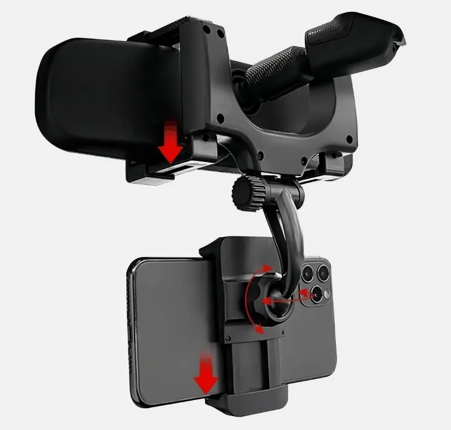 Multifunctional rearview mirror phone cradle mount for cars, wide compatibility adjustable car holder, universal stable support for all mobile phone models