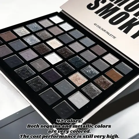 42-Color Smoky Eyeshadow Palette: Matte Shimmer&Glitter-24H Waterproof&Smudge-Proof Highly Pigmented with Natural Blurring Effect | Fine Powder No Fallout Perfect for Halloween Fall Festivities&Christmas Parties Party&Stage Must-Have Great Gift！！！