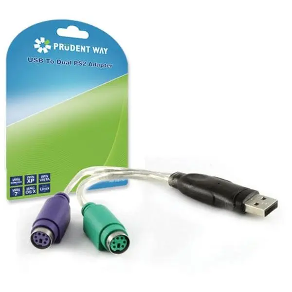 Prudent Way USB to Dual PS2 Adapter, USB Multifunction Adapters for Keyboard and Mouse, Computer Accessories