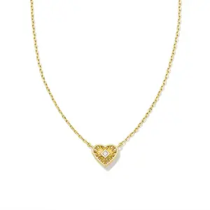 Kendra Scott Anna Sunburst Pendant Necklace - Gold: 14K Gold Over Brass, Lobster Claw Clasp, Slide Closure, 19" Length