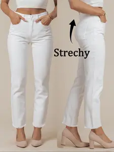 Women's Loose Straight Leg Jeans, Comfortable Fit Denim Jeans for Daily Wear, Stylish Ladies' Fashion Bottoms
