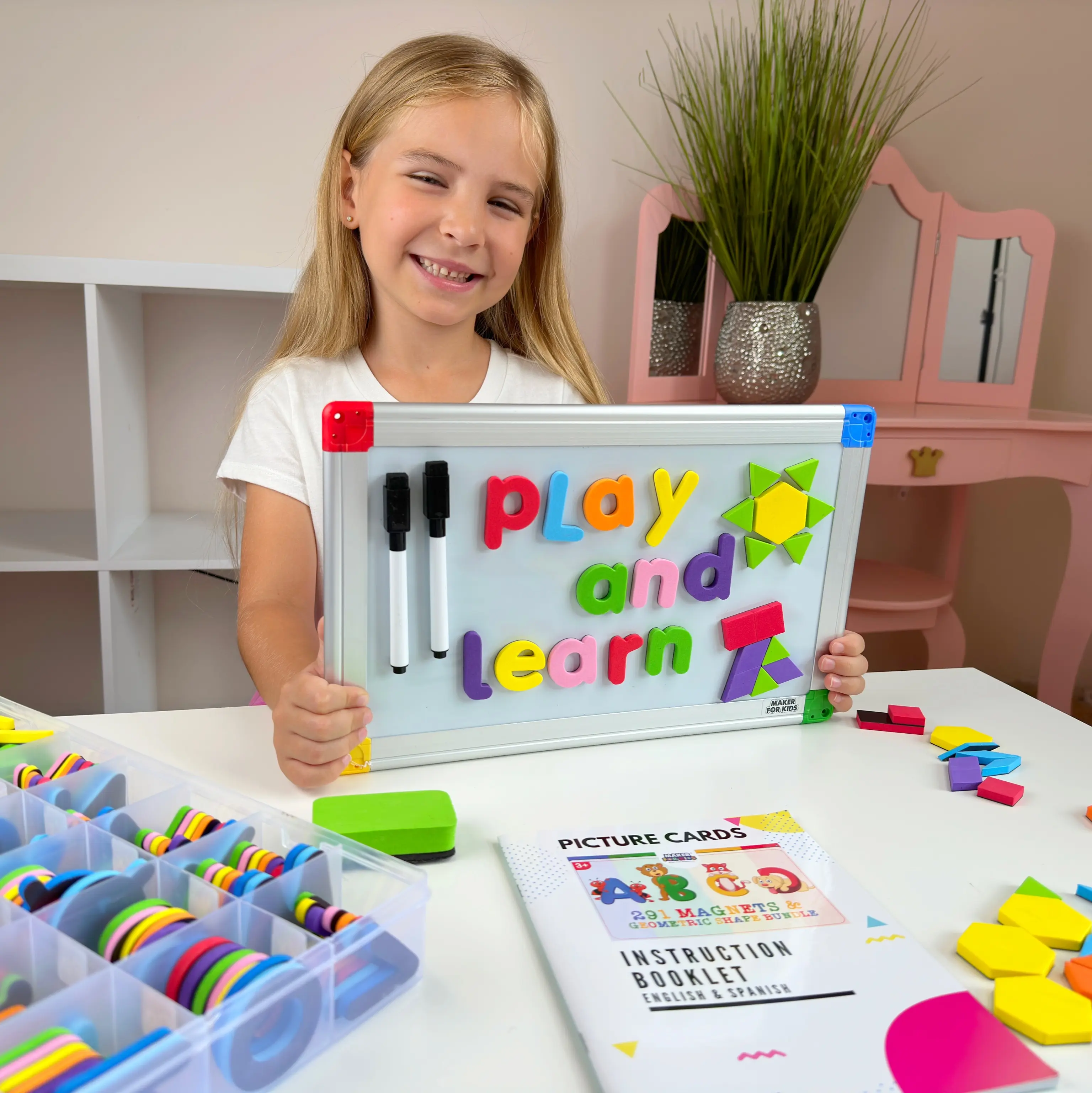 KOKO AROMA Magnetic Alphabet Letters – 291-Pcs Magnetic Letters and Numbers with Storage Case, Magnet Board for Kids and Toddlers – Foam Uppercase and Lowercase Magnetic Letters for Fridge, Whiteboard for Kids3+