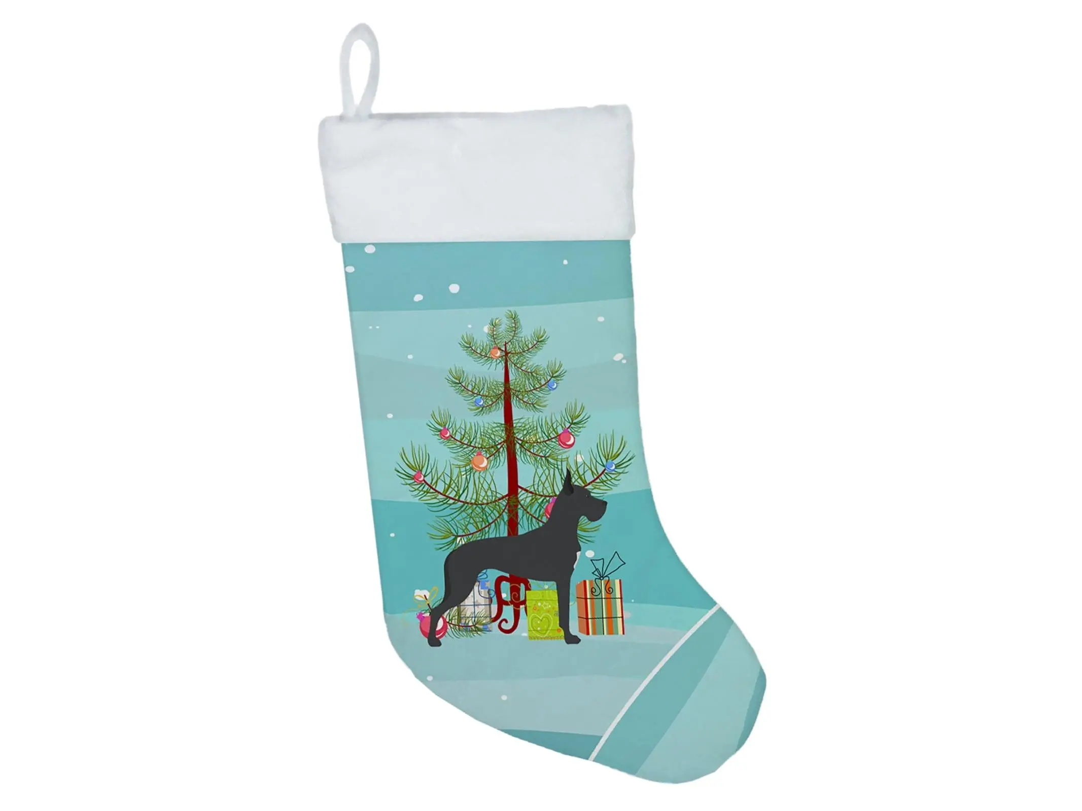 Great Dane Artistic Suede Christmas Stocking - 0.25 lbs, 11 in Wide, Drawing Design, Machine Washable, Merry Xmas Festive Decor, Hanging Loop Home Decoration Supplies