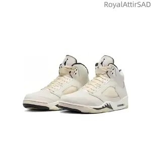 Beige retro anti-slip and wear-resistant vintage basketball shoes for men