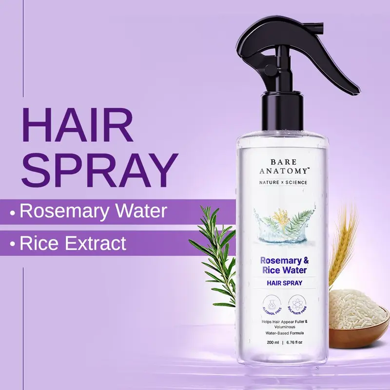 Rosemary & Rice Water Hair Spray- 200ml pack of 3 Natural Soft Hair Nourishing Hair