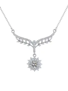 Elegant S925 Silver Moissanite Pendant Necklace, Hypoallergenic Fish Tail Sunflower Design, Perfect Gift Box Included