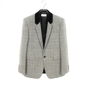 Pre-owned Yves Saint Laurent Wool Small Leather Goods Saint Laurent Paris Tweed Tailored Jacket
