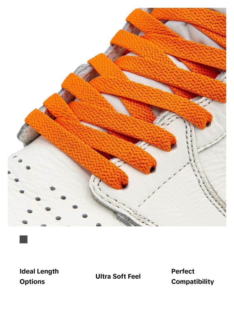 Orange Jordan 1 Replacement Shoelaces By Lace Lab - Flat Shoe Laces For Sneakers, AF1, Air Force 1, Other Athletic Sneakers