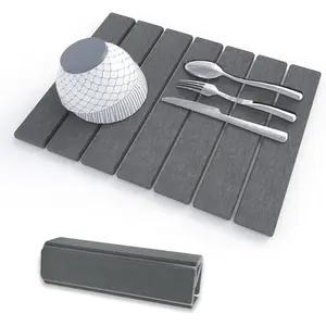 Stone Dish Drying Mats for Kitchen Counter, 16x12 Heat-resistant Quick Dry Collapsible Super Absorbent Diatomaceous Earth Pad for Dishes Bottles Cups, Fits Any Countertop