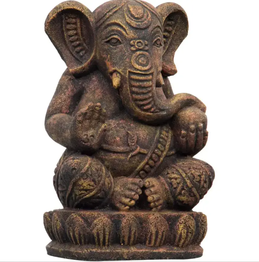 Volcanic Stone Statue Red/Gold Ganesha