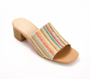 Seychelles Raffia Block Heel Mules- Pepper