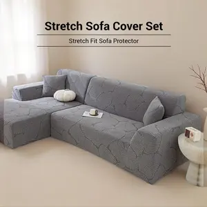 Anti-Scratch Anti-Slip Sofa Cover, All Season Thick Leaf Jacquard Sofa Settee, Lazy Full Wrap Elastic Sofa Cover, Non-Move Slip Resistant
