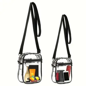 PrimPick Transparent Casual crossbody bag, front pocket and adjustable shoulder strap, suitable for concerts, festivals, sports events and travel. Transparent messenger shoulder bag, suitable for both men and women
