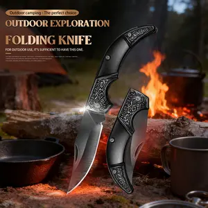 Carved Handle Outdoor Folding Knife