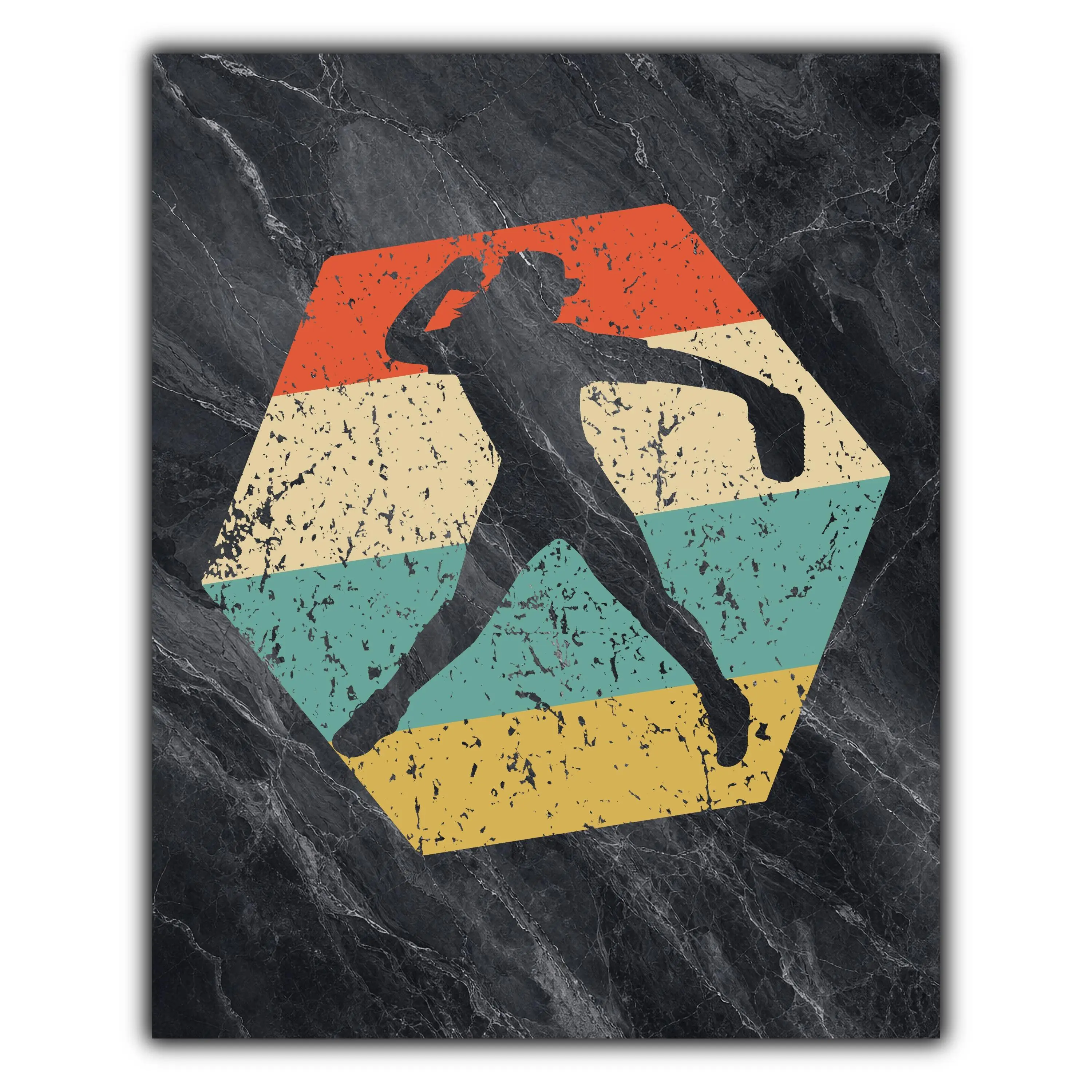 Softball Retro Distressed Hexagon Softball Player Marble Print 8"x10" Wall Art Print