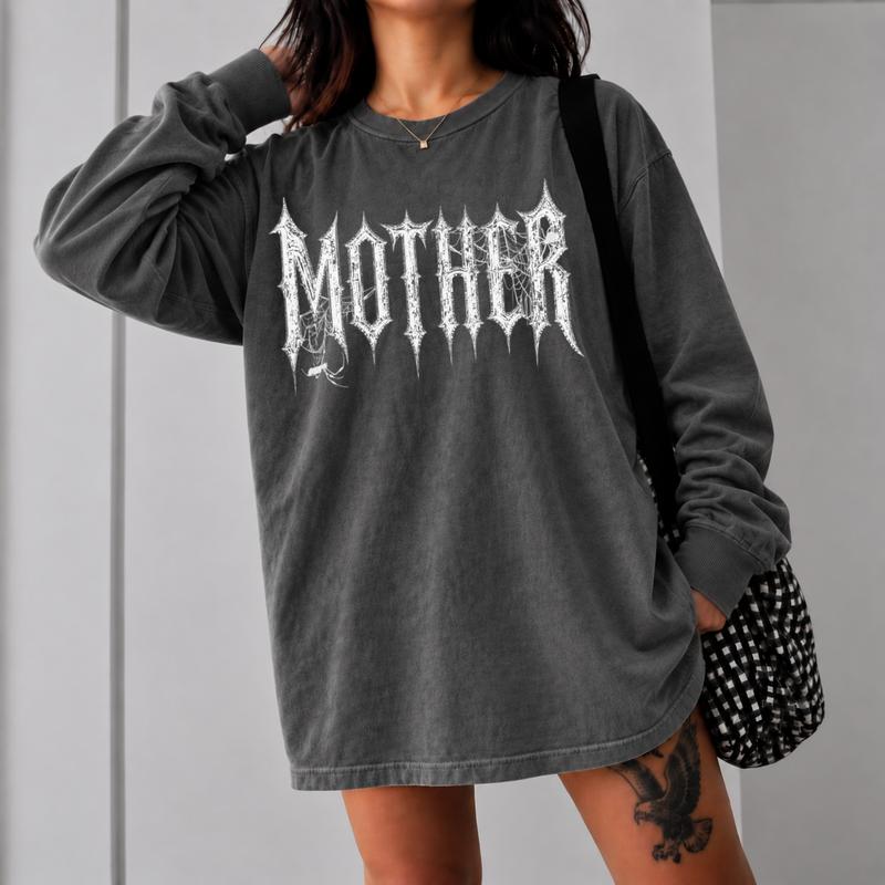 Gothic Mother Long-Sleeve Shirt, Dark Aesthetic Mom Graphic Top, Alternative Mama Shirt, Mother's Day Gift for Women