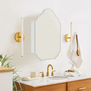 TEHOME Arched Beveled Frameless Medicine Cabinet with Mirror,20x30 Inch, 2 Adjustable Shelves