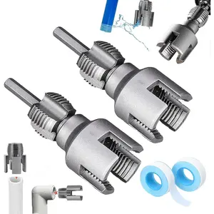 Integrated Internal & External Pipe Threading Tool, Pipe Thread  Tool, 1/2'' and 3/4'' Electric Drill Compatible 2 in 1 PVC Pipe Threader Kit, Water Pipe Threader kit