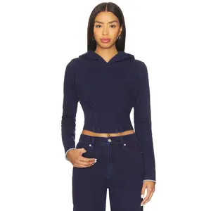 Good American Jeanius Corset Hoodie in Indigo1029