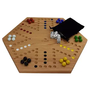 Marble Board Game Hand Painted Solid Oak 20 inch Double Sided