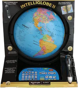 Replogle Intelliglobe II Smart Globe with Rechargeable Intelli-Pen 60-Piece World Discovery Book for Kids Ages 5+ Interactive Educational Toy
