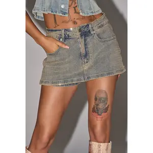 DRIPPING RHINESTONES SKORT IN TAUPE