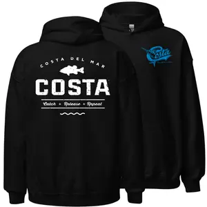 Costa Del Mar Fishing Unisex Hoodie, Catch Release Repeat Graphic Shirt, Soft Cotton Blend Pullover, Outdoor Apparel for Men & Women, Ocean Lifestyle Wear