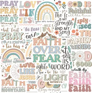 50PCS Inspiring Christian Stickers for Water Bottles, Bible Verse Stickers, Waterproof Vinyl Jesus Faith Stickers, Christian Quotes Decals for Journaling, Religious Christian Easter Gifts
