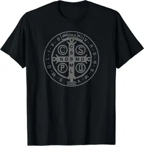 100% Cotton Religious Catholic St. Benedict Medal | Christian T-Shirt
