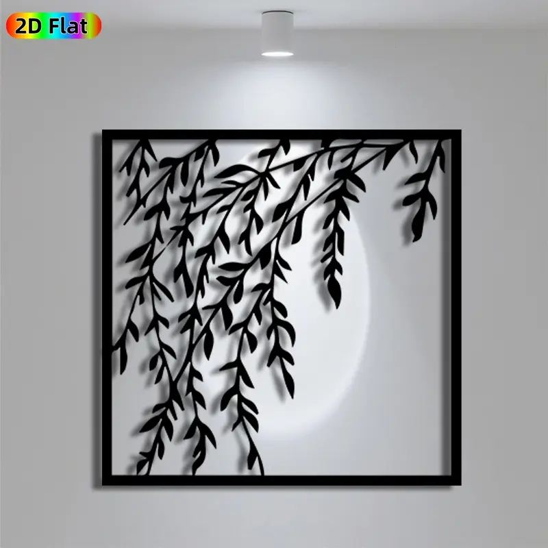 1pc Minimalist Weeping Willow Branch Metal Wall Art, Minimalist Weeping Willow Branch Statue Mural, Iron Craft, Perfect for Living Room, Garden, Outdoor Space Decor, Silhouette Wall Decor,Christmas Decor, Ideal Gift for Nature Lovers