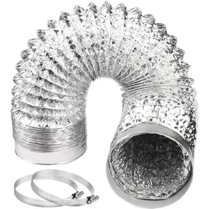 Dryer Vent Hose 4 Inch 5FT Flexible Dryer Ducting Tube Air Duct Aluminum Insulated Flex Hose Kit Indoor Outdoor