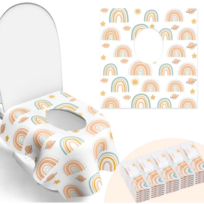 30 Pack Disposable Toilet Seat Covers - Individually Wrapped Bathroom Accessory, Large Waterproof Toilet Lid Cover for Camping Travel Public Restrooms Airplane Trips