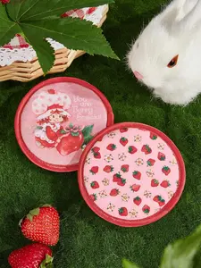 Strawberry Shortcake X SHEIN 2pcs/Pack Cartoon Figure & Strawberry Print Makeup Remover Pads