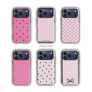 1PC 2-in-1 Hot Pink White Polka Dots Phone Case - Retro Dotted Design, Compatible with iPhone 17 Pro Max Cases Girls | 16 15 14 13 12 11 X Air & Samsung Galaxy Series, Military-Grade Shockproof Protection | Protective Cellphone.