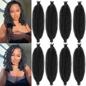 1B Color Twist Braiding Hair 8 Packs 18 Inch Pre-Separated Springy Afro Twist Hair Suitable for Damaged Soft Locs Synthetic Spring Twist Crochet Hair for Black Women Cuban kinky Hair