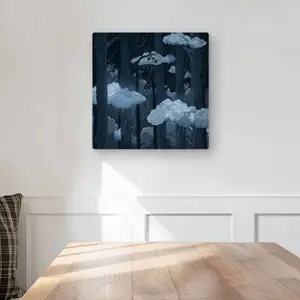 MWW C1MP1616OD10ZQ 16x16 in. Minimalist Artistic Sneaky Clouds Aluminium Black Metal Photo Print Wall Art - Light Home Decor, Gift-Worthy Home Supply