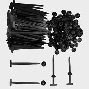 100 count Nylon Universal  Tie Buckle - Heavy Duty Sided Snap Fit Zip Ties with Button Lock,  Plastic  Fasteners for Automotive, Electrical & Daily Repair